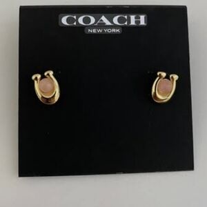 Coach Gold and Pink Oval Earrings